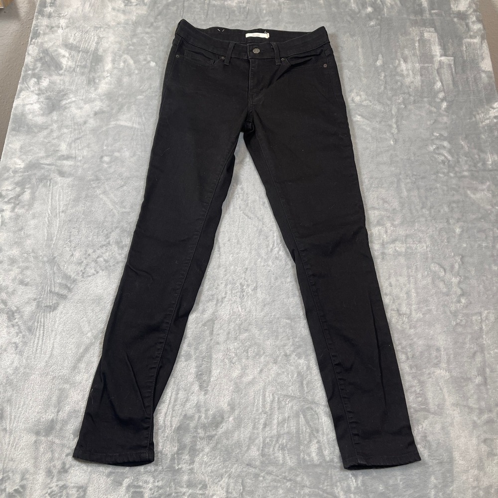 Levis 711 Skinny Jeans Womens 28x30 Black Mid Rise Denim Pants 18881-0049